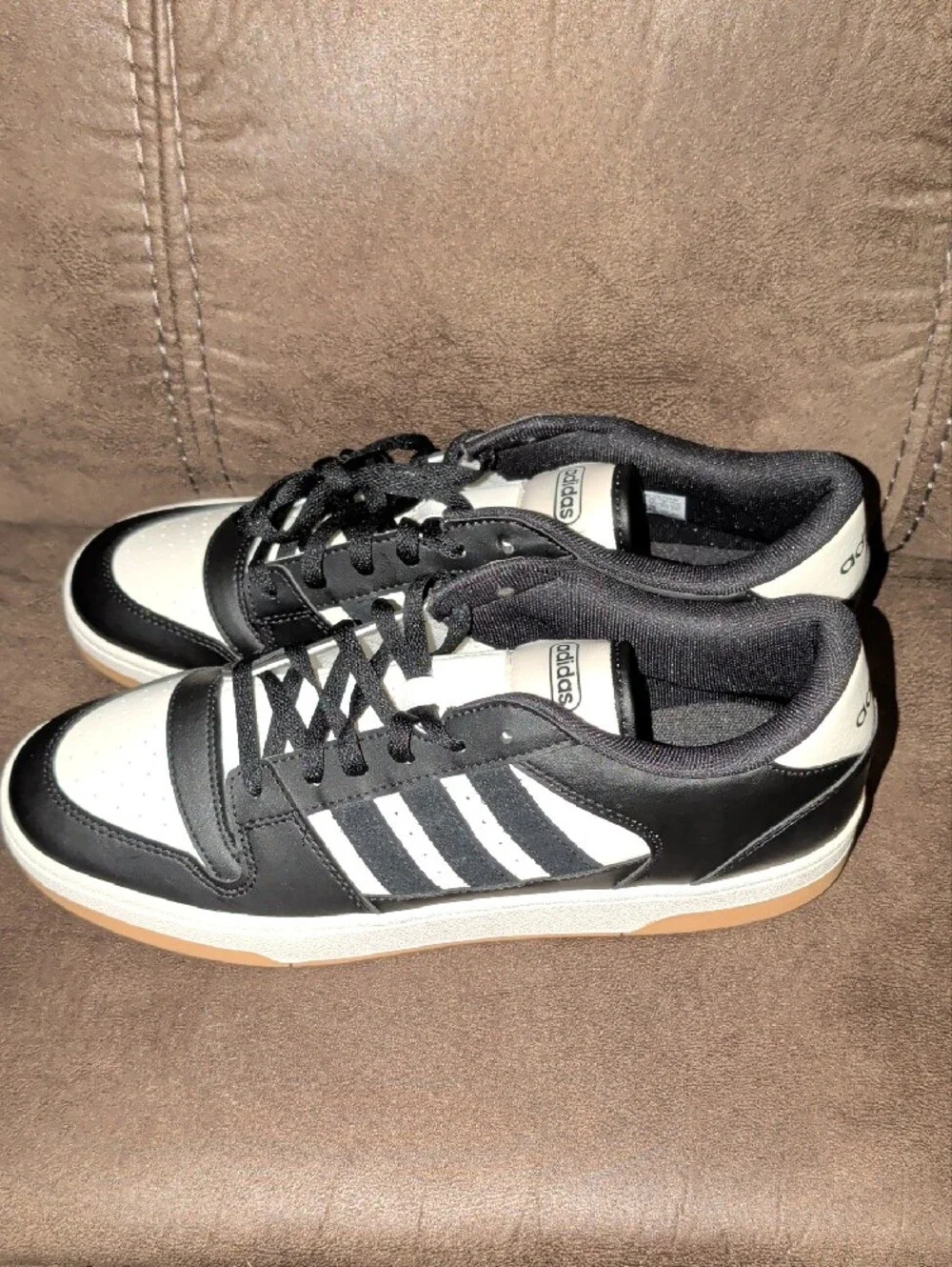 adidas Black and White Low-Top Sneakers with Gum Outsole